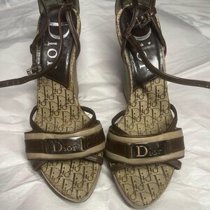 Dior Elegant Brown Strappy Heels